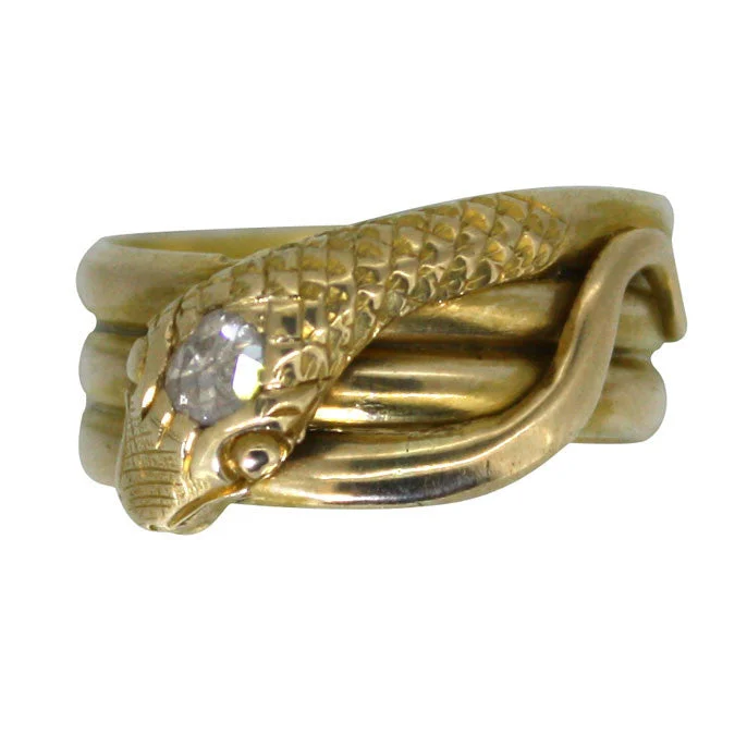 Light wood rings-Victorian Diamond Snake Ring