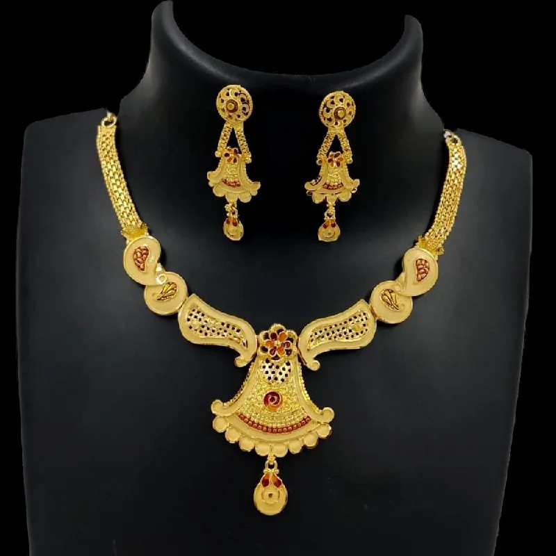 Thin yarn necklaces-Pari Art Jewellery Forming Gold Necklace Set