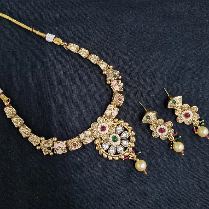 Haze glass necklaces-Lucentarts Jewellery Gold Plated  Meenakari Necklace Set