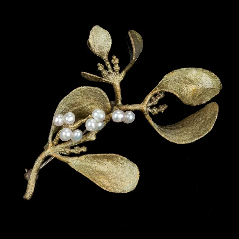 Quartz accent brooch-Mistletoe Brooch