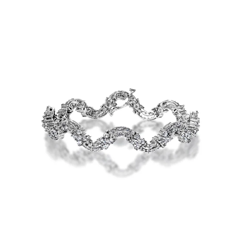 Tiered link bangles-Juniper 6 Carat Round Brilliant Diamond Bracelet in 14k White Gold