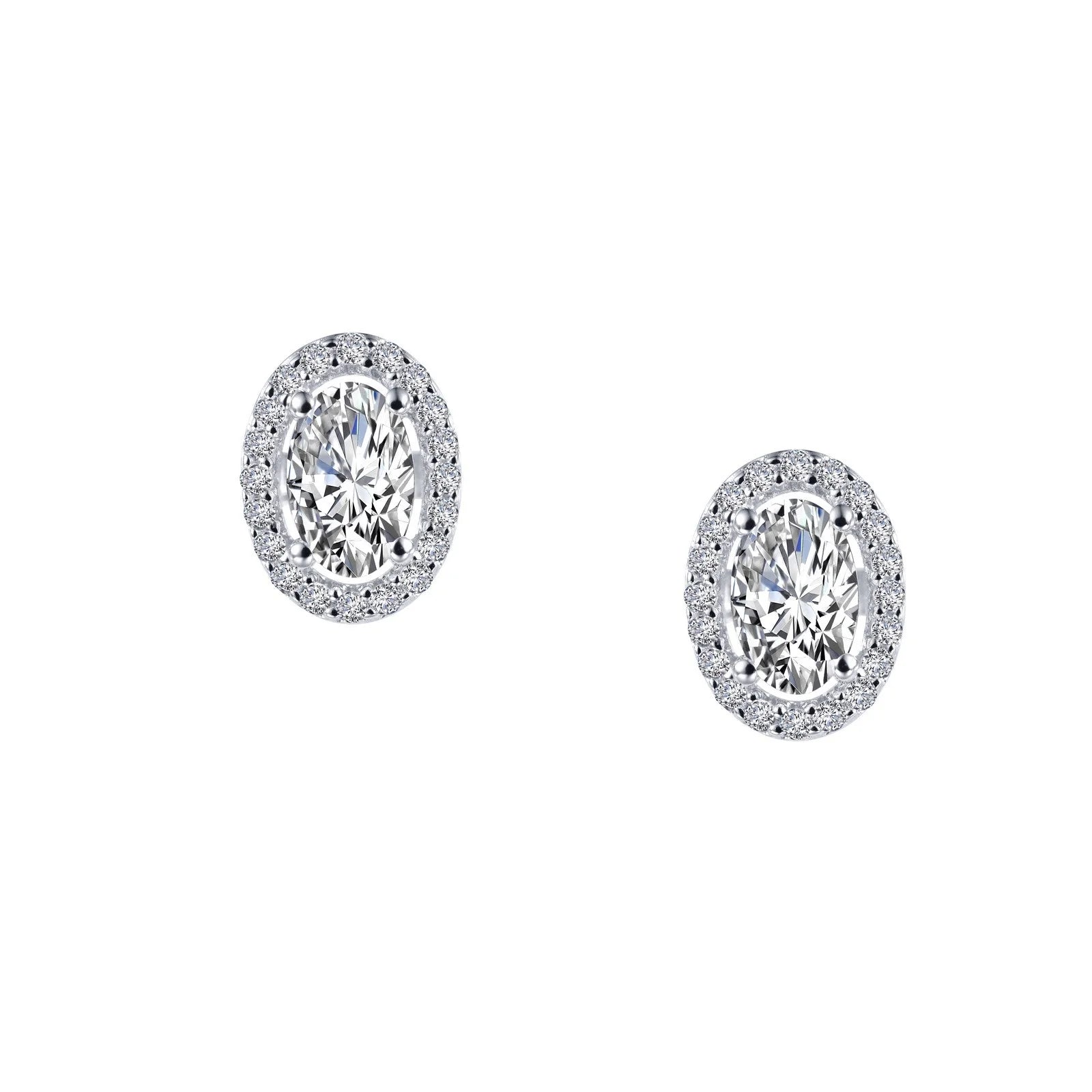 Flat knot earrings-Lafonn Simulated Diamond Oval Halo Stud Earrings E0326CLP00