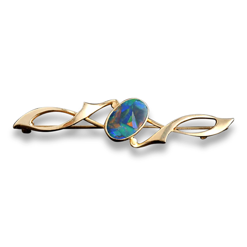 Woven thread brooch-Black Opal Brooch, 2.50 Carats