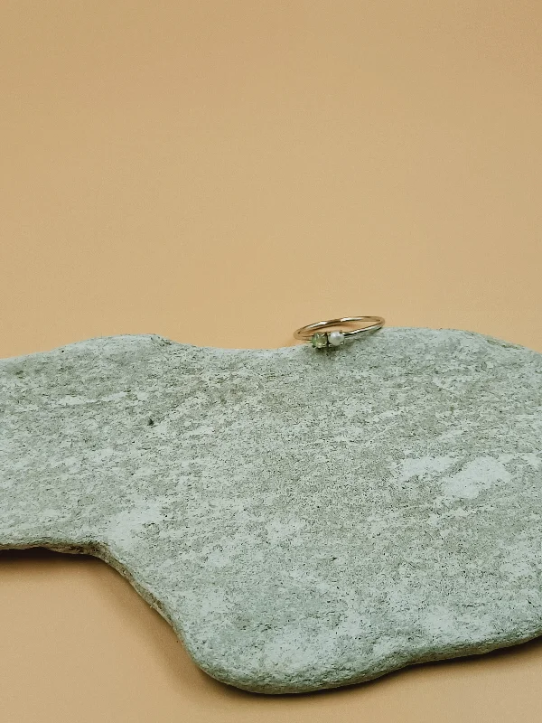 Tiny stack rings-Odxel Pearl Opal Ring in Silver Tone