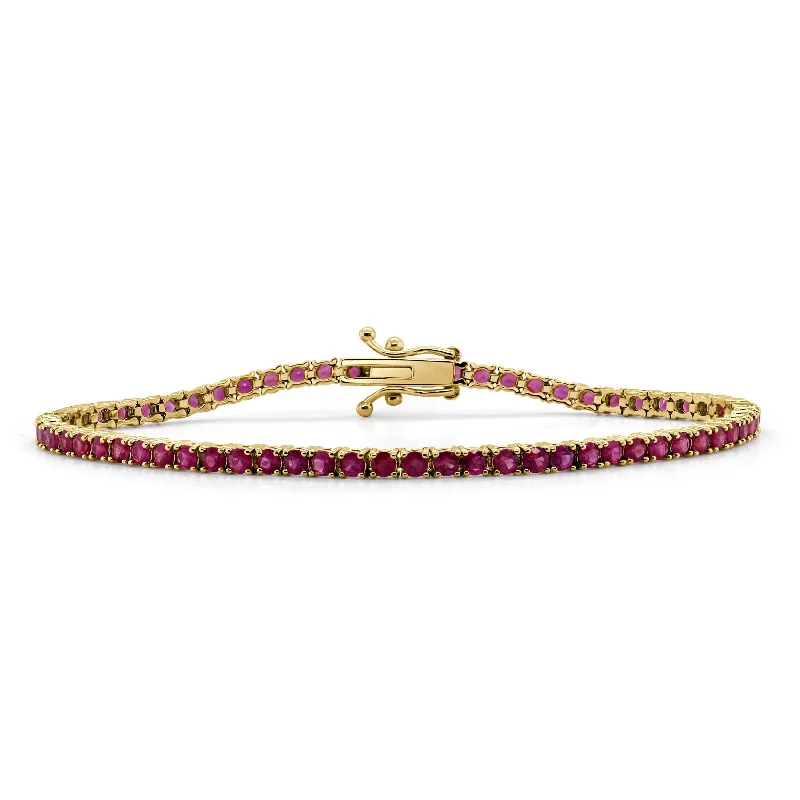 Light bead bangles-14k Gold & Red Ruby Tennis Bracelet