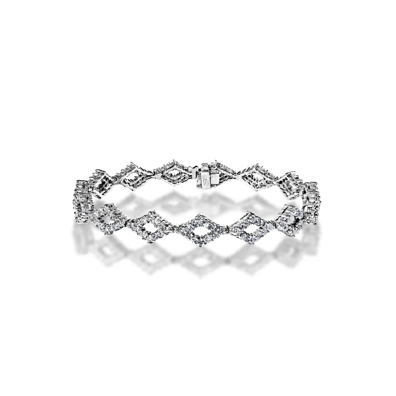 Chunky gem bangles-Kaylee 4 Carat Round Brilliant Diamond Bracelet in 14k White Gold Shared Prong