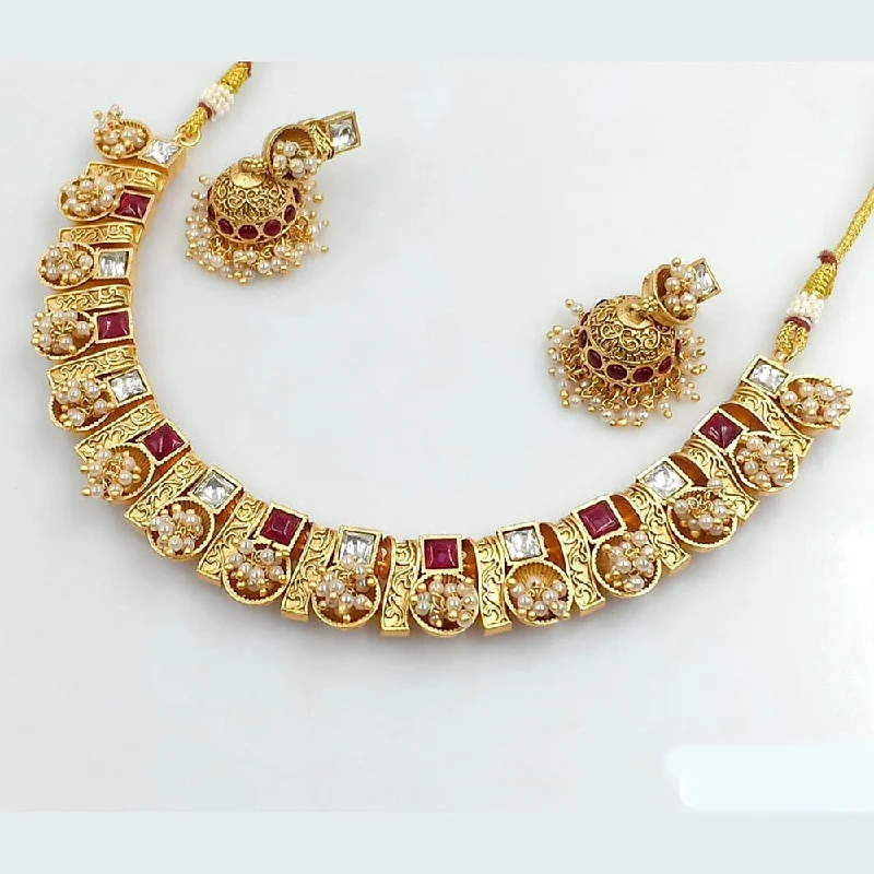 Elastic bead necklaces-Rani Sati Jewels Gold Plated Necklace Set