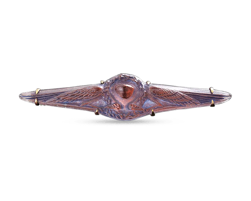 Heavy gem brooch-Lalique Carved Glass Brooch