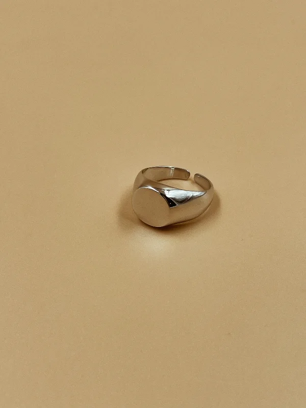 Whimsical rings-Signet Ring in Silver Tone