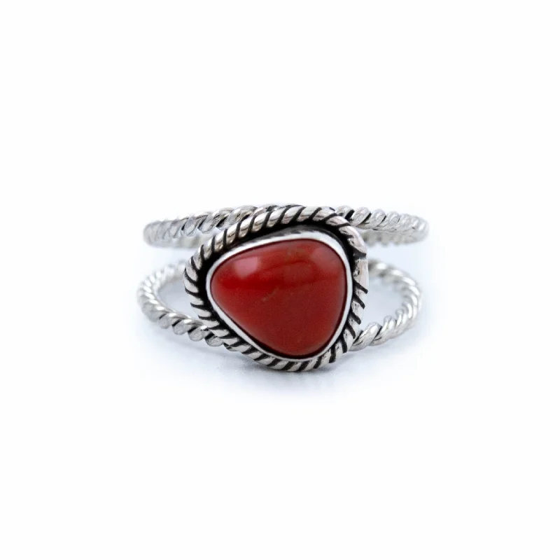 Ripple style rings-Gemmy Red Coral Ring