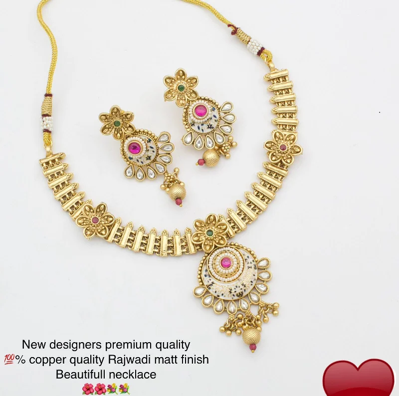 Woven cord necklaces-Pooja Bangles Gold Plated Pota Necklace set