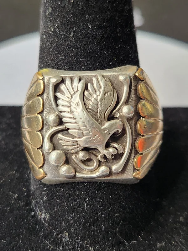 Sleek gold rings-.925 Sterling Silver Eagle Signet Style Ring Sz 12