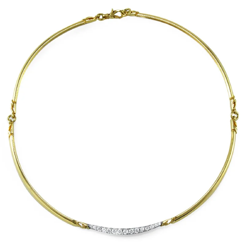 Ethnic weave necklaces-Crescent Pavé Choker - 18K Gold Vermeil + CZ Blanc