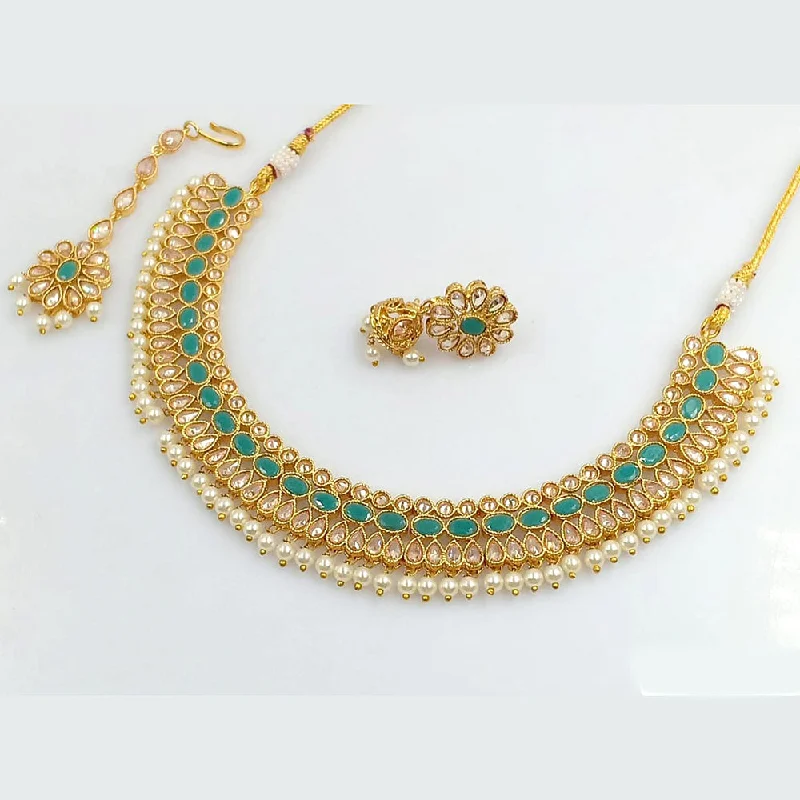 Eight-strand necklaces-Rani Sati Jewels Gold Plated Necklace Set