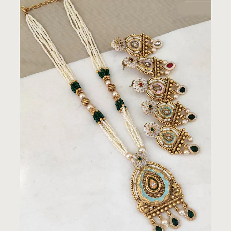 Sleek design necklaces-Rani Sati Jewels Gold Plated Necklace Set