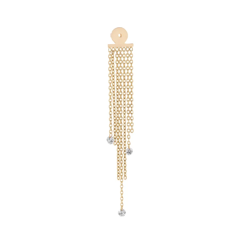 Minimal gem earrings-Ash Tassel Backing