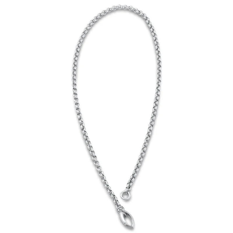 Tight clasp necklaces-Everyday Chain Necklace 16" - Sterling Silver + CZ Blanc