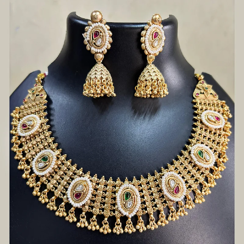 Lunar glow necklaces-Pari Art Jewellery Antique Rajwadi Polish Pota Necklace Set