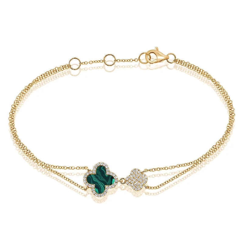 Matte cuff bangles-14k Gold & Diamond Clover Bracelet