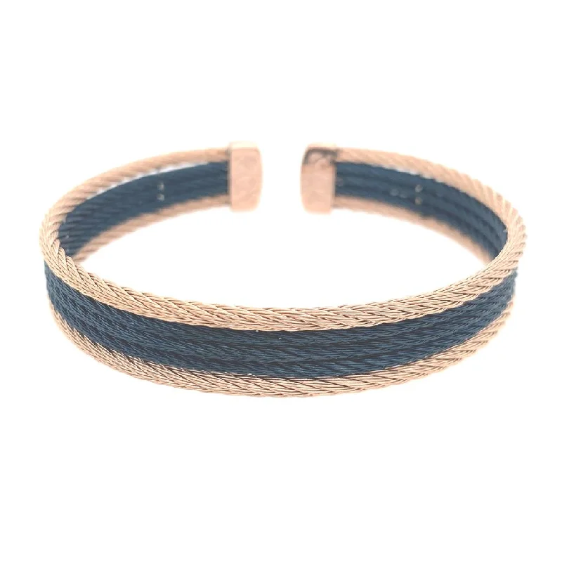 Woven cord bangles-Alor Cable Wire Two Tone Cuff Bracelet