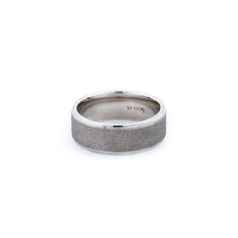 Worn bronze rings-Edged Sterling Silver Band