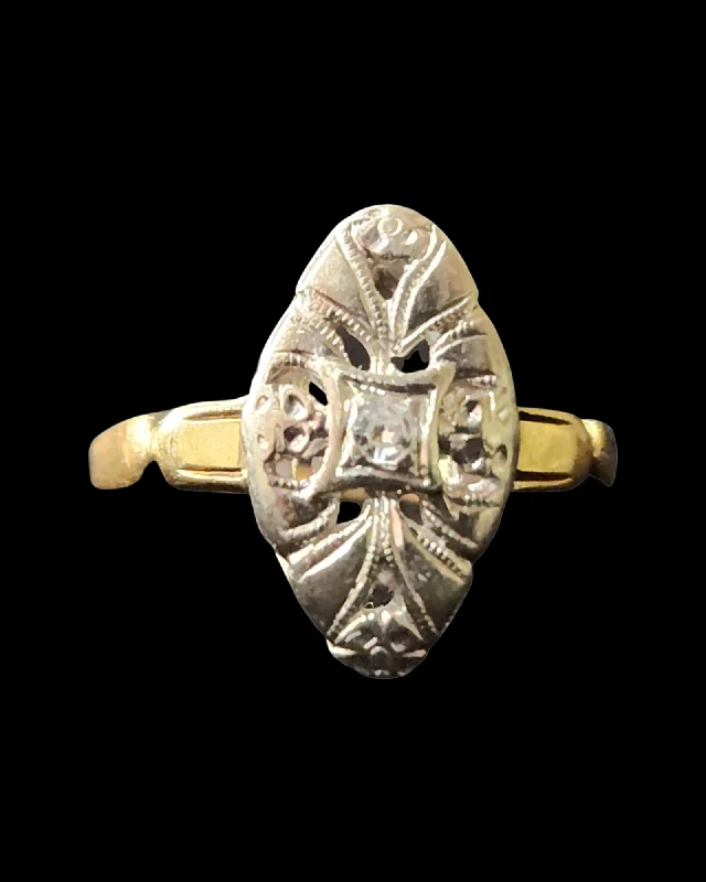 Joy charm rings-14k Vintage Ring, White & Yellow Gold