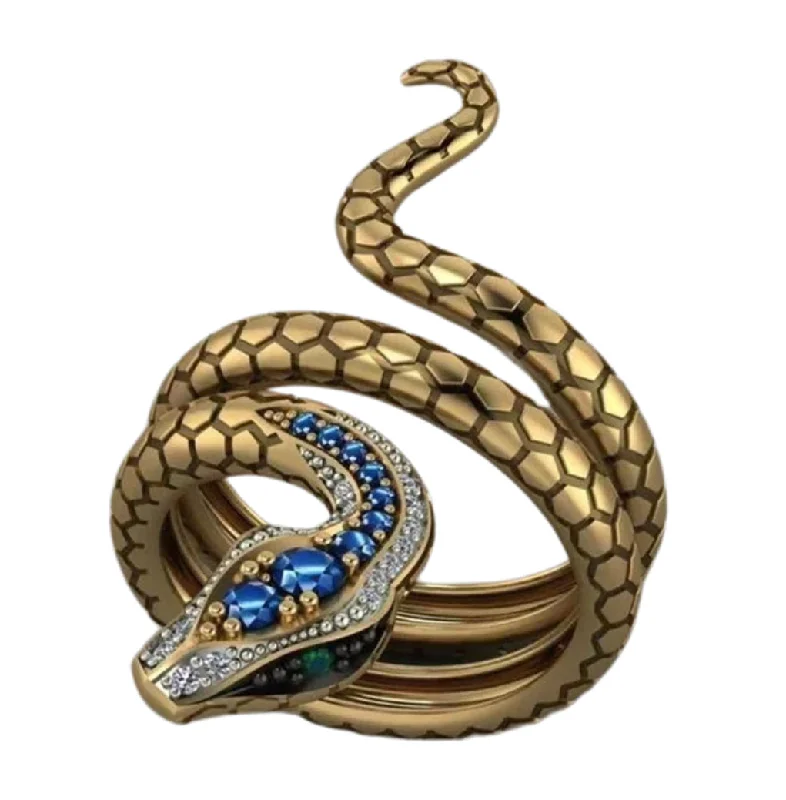 Astro theme rings-Coil- the Egyptian Revival Snake Ring with Rhinestone Eyes