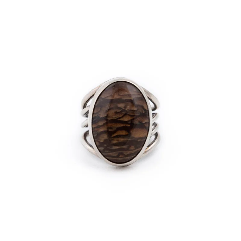 Rustic lock rings-Rolling Hills Jasper Ring