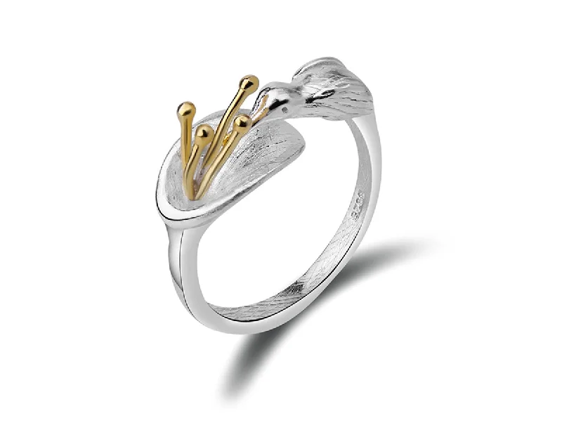 Leaf design rings-Hummingbird Ring