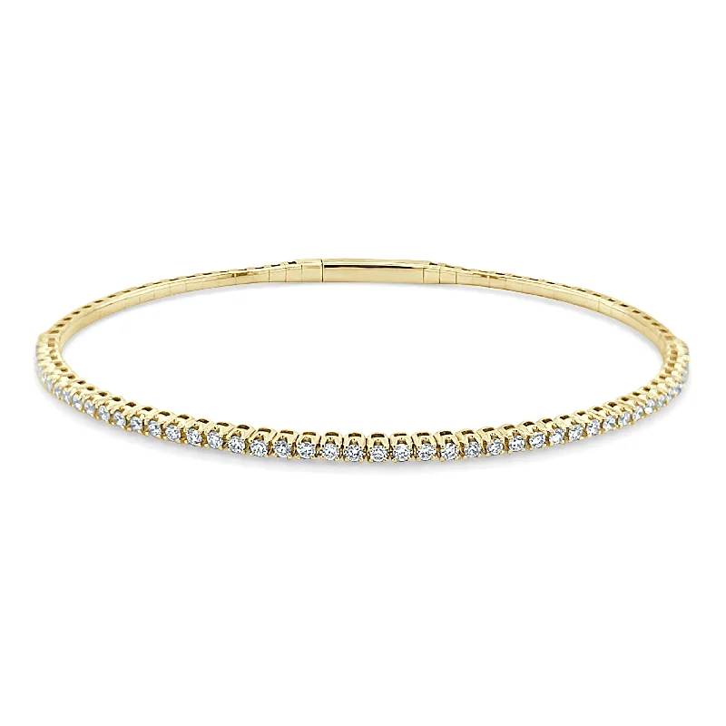 Bamboo braid bangles-14k Gold & Diamond Flexible Bangle