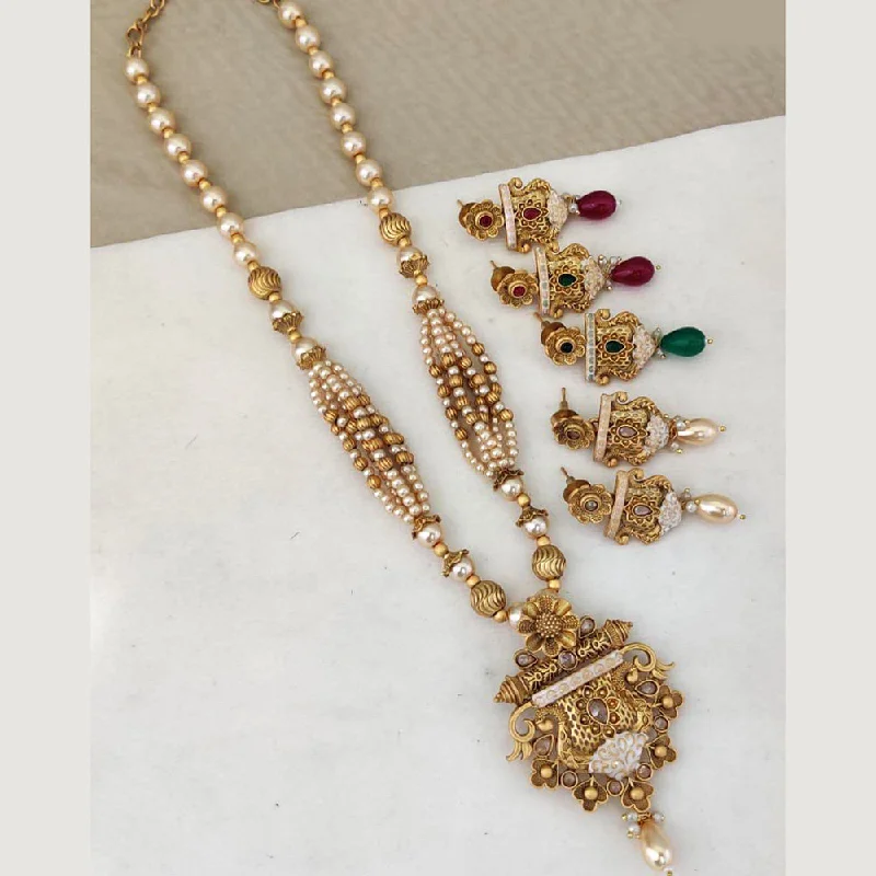 Thin yarn necklaces-Rani Sati Jewels Gold Plated Necklace Set