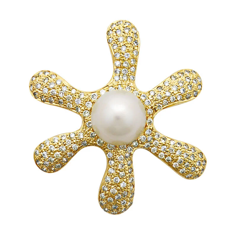 Art deco brooch-Brooch-South Sea Pearl and Diamond