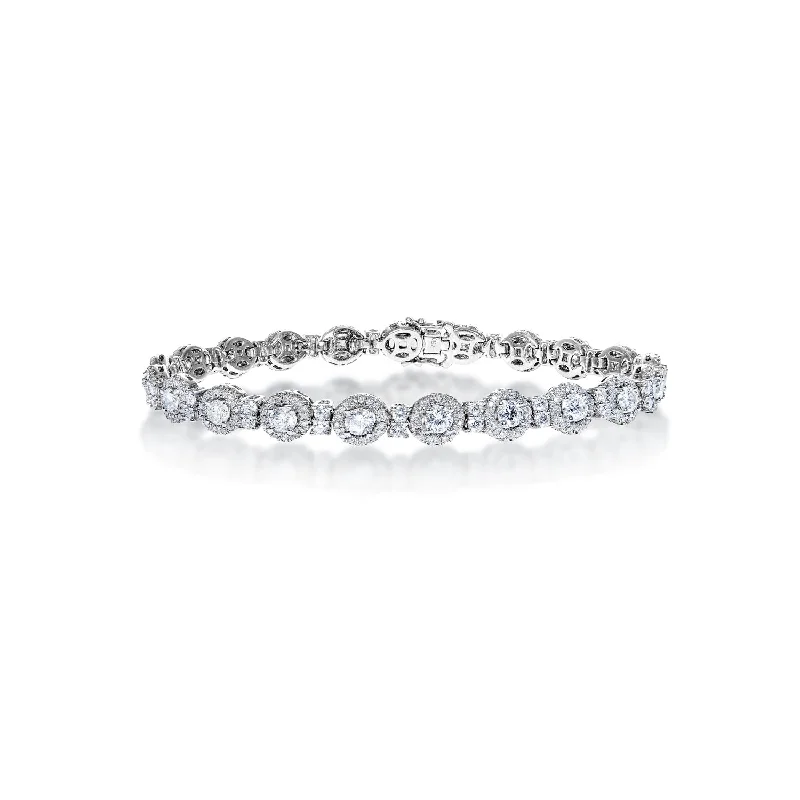 Luxe diamond bangles-Amira 5 Carats Round Brilliant Single Row Bracelet in 18k White Gold