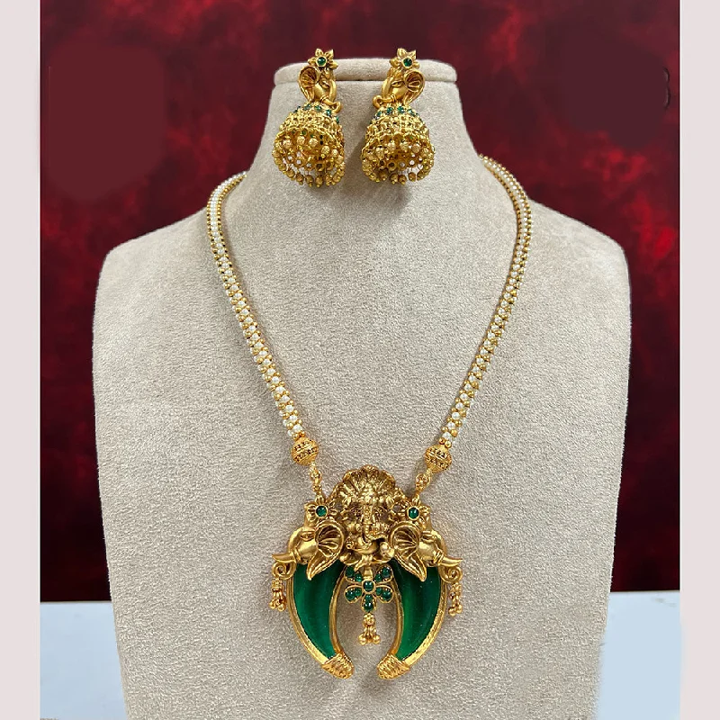 Birch wood necklaces-Diksha Collection Gold Plated Pota Stone Necklace Set