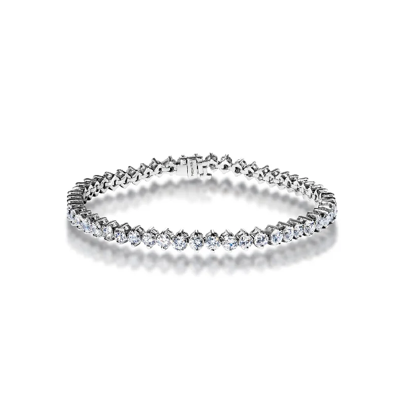 Matte cuff bangles-Paige 7 Carat Round Brilliant Floating Diamond Tennis Bracelet in 14k White Gold