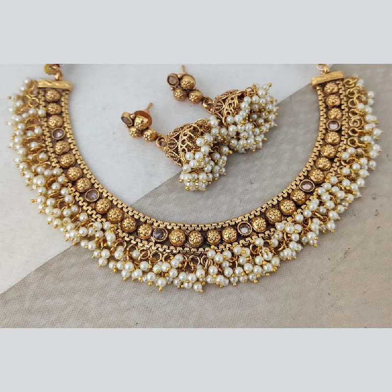 Light filigree necklaces-Rani Sati Jewels Gold Plated Pearl Necklace Set