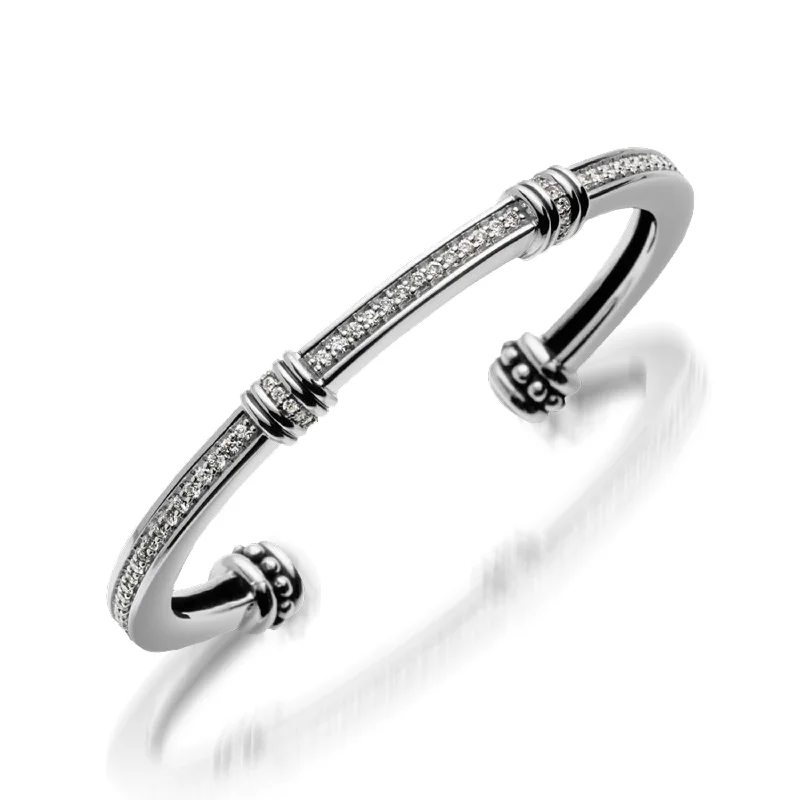 Pure link bangles-Apollo Pave Diamond Cuff Bracelet