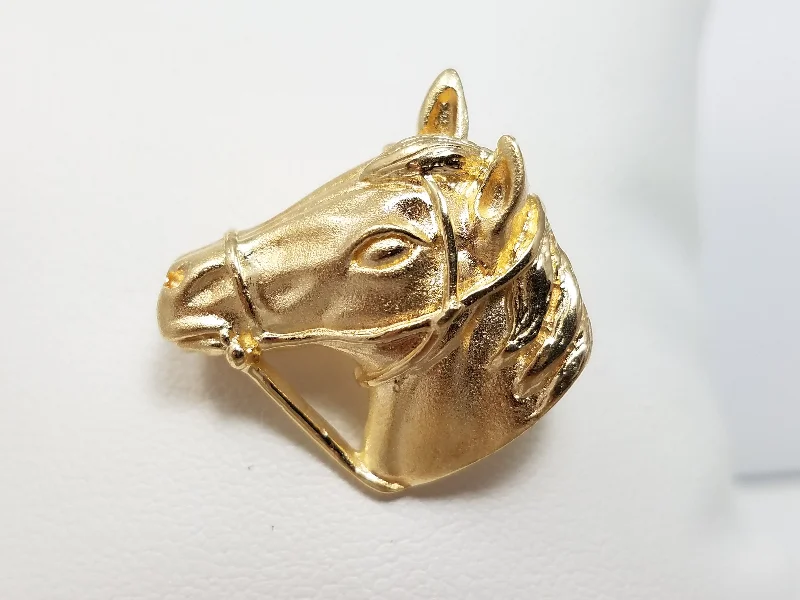 Tri-tone brooch-Equestrian Pin! 14k Yellow Gold Horse Head Brooch/Pin