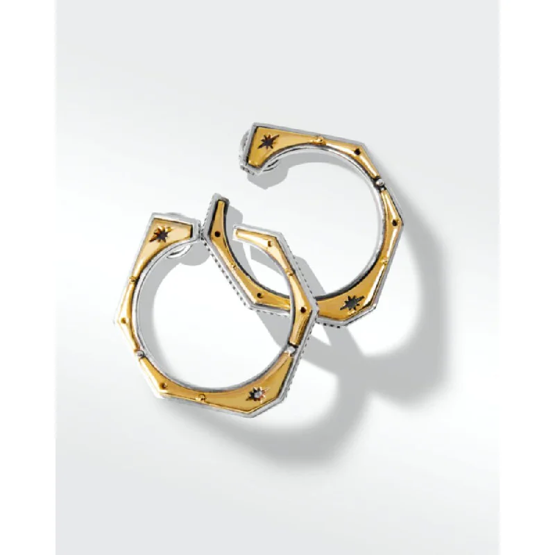 Oval studs earrings-Konstantino Astria Hexagons Hoop Earrings