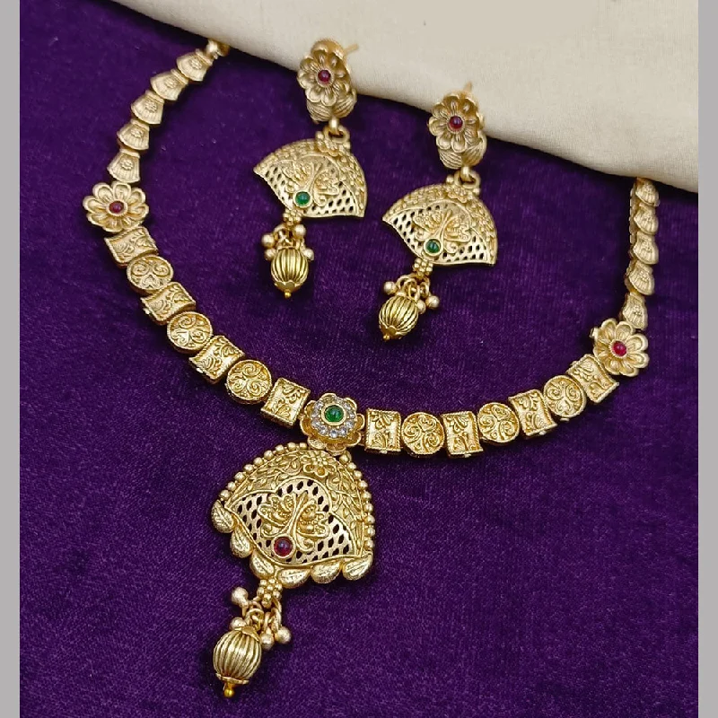 Tie-style necklaces-Manisha Jewellery Gold Plated Pota Stone Necklace Set