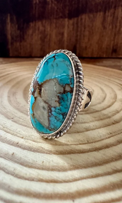 Woven cord rings-ALVERY SMITH Handmade Sterling Silver and Turquoise Ring • Size 10 1/2