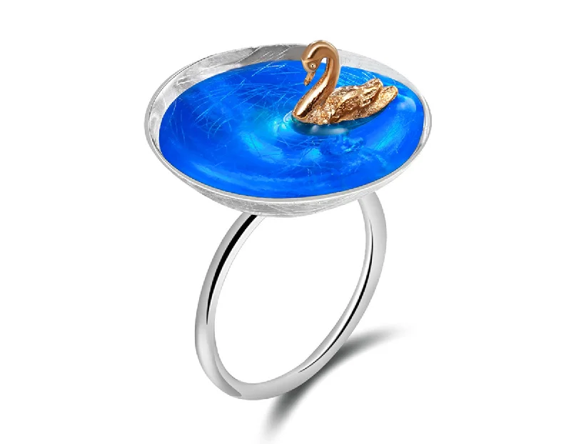 Sapphire gem rings-Swan Ring