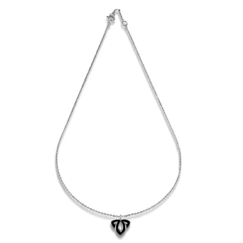 Stamped initial necklaces-Tiara Pavé Charm Pendant - Sterling Silver + CZ Noir