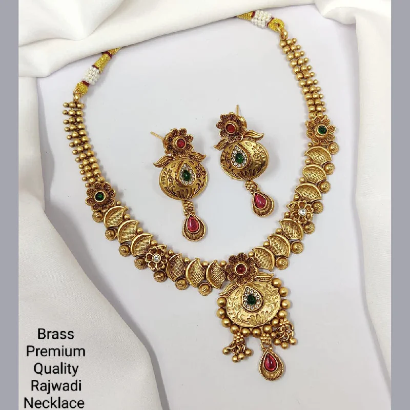 Bead weave necklaces-Manisha Jewellery Gold Plated Pota Stone Necklace Set