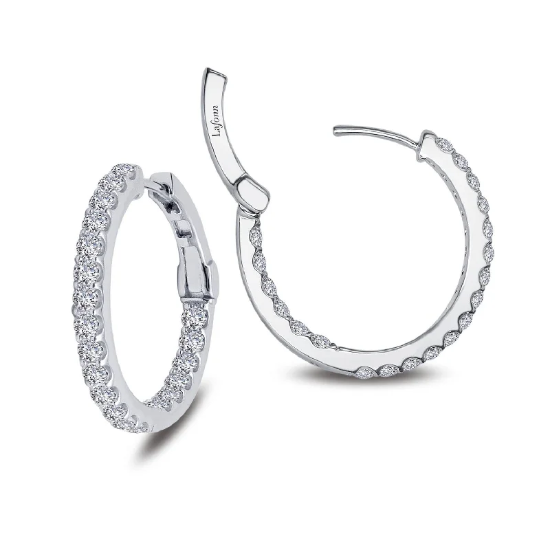 Swirl shape earrings-Lafonn Simulated Diamond 1.60ct Inside Out 20mm Hoop Earrings E3015CLP