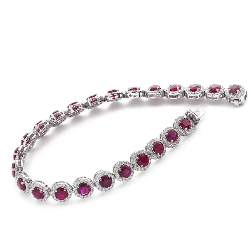 Vintage bead bangles-18ct White Gold Round Brilliant Ruby and Diamond Bracelet