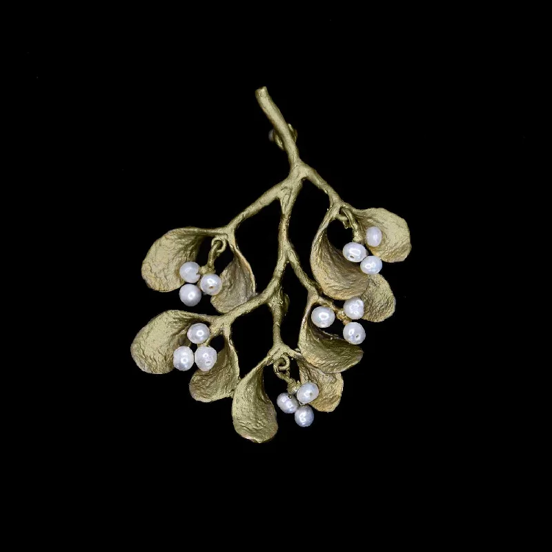 Etched motif brooch-Mistletoe Brooch - Statement