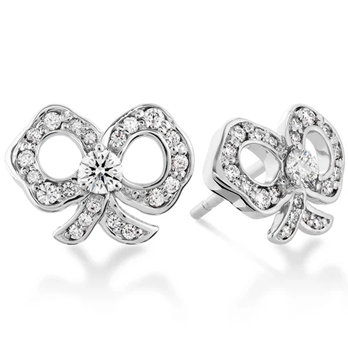 Square gem earrings-Hearts On Fire Lorelei Diamond Bow Stud Earrings