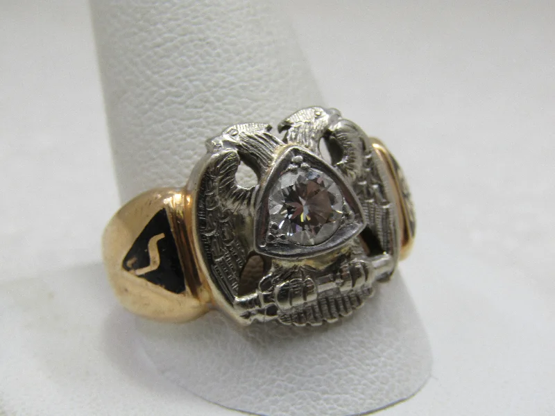 Silk cord rings-Vintage 14kt Diamond 32nd Degree Masonic Ring, Sz. 13, .25ctw +