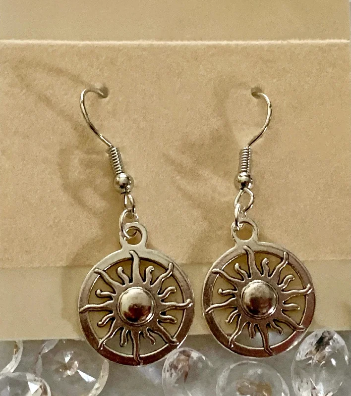 Tide design earrings-Sun Silver Plated Earrings